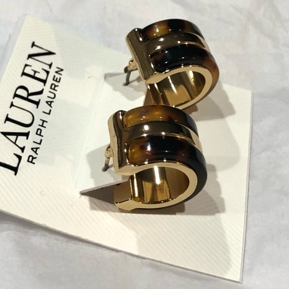 Lauren Ralph Lauren tortoiseshell half moon cuff earrings‎ brand new - Picture 8 of 16